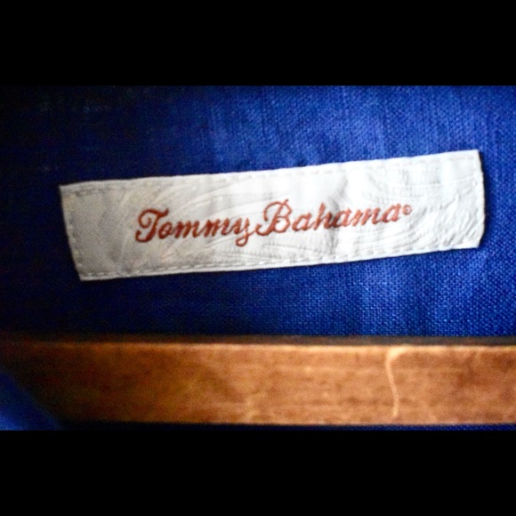 Tommy Bahama 100% Linen Button Down Shirt Royal Blue Large - Picture 4 of 4